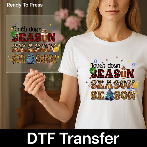 Festive Football & Christmas DTF Transfer, Cute Holiday Season Shirt Iron-On, Ready to Press for Family Gatherings & Fans