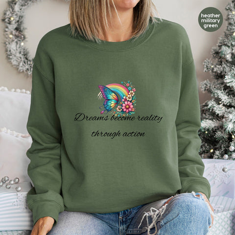 Nature Lover Boho Butterfly & Rainbow DTF Transfer for T-shirt - Cute & Uplifting Ready to Press Iron-On
