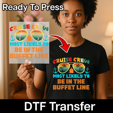 Funny Cruise Crew Iron-On DTF Transfer for Vacation Shirts & Family Apparel - Ready To Press Retro Travel Group Design