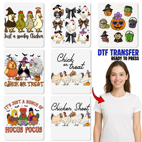 Cute Halloween Chicken DTF Transfer for T-shirt Funny Costume Animal Iron-On Ready To Press for Party Enthusiasts