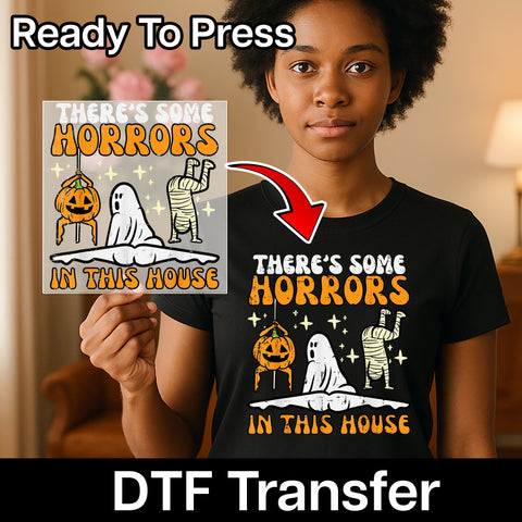 Funny Halloween Ghost Pumpkin Mummy Humor DTF Transfer Iron-On for Shirts & Apparel, Perfect for Halloween Party-Goers & Groups