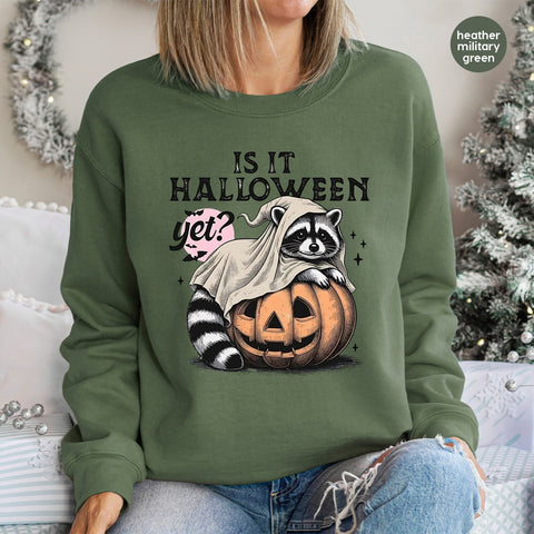 Cute & Funny Halloween Raccoon Iron-On Ready To Press DTF Transfer for Family T-Shirts or Sweatshirts