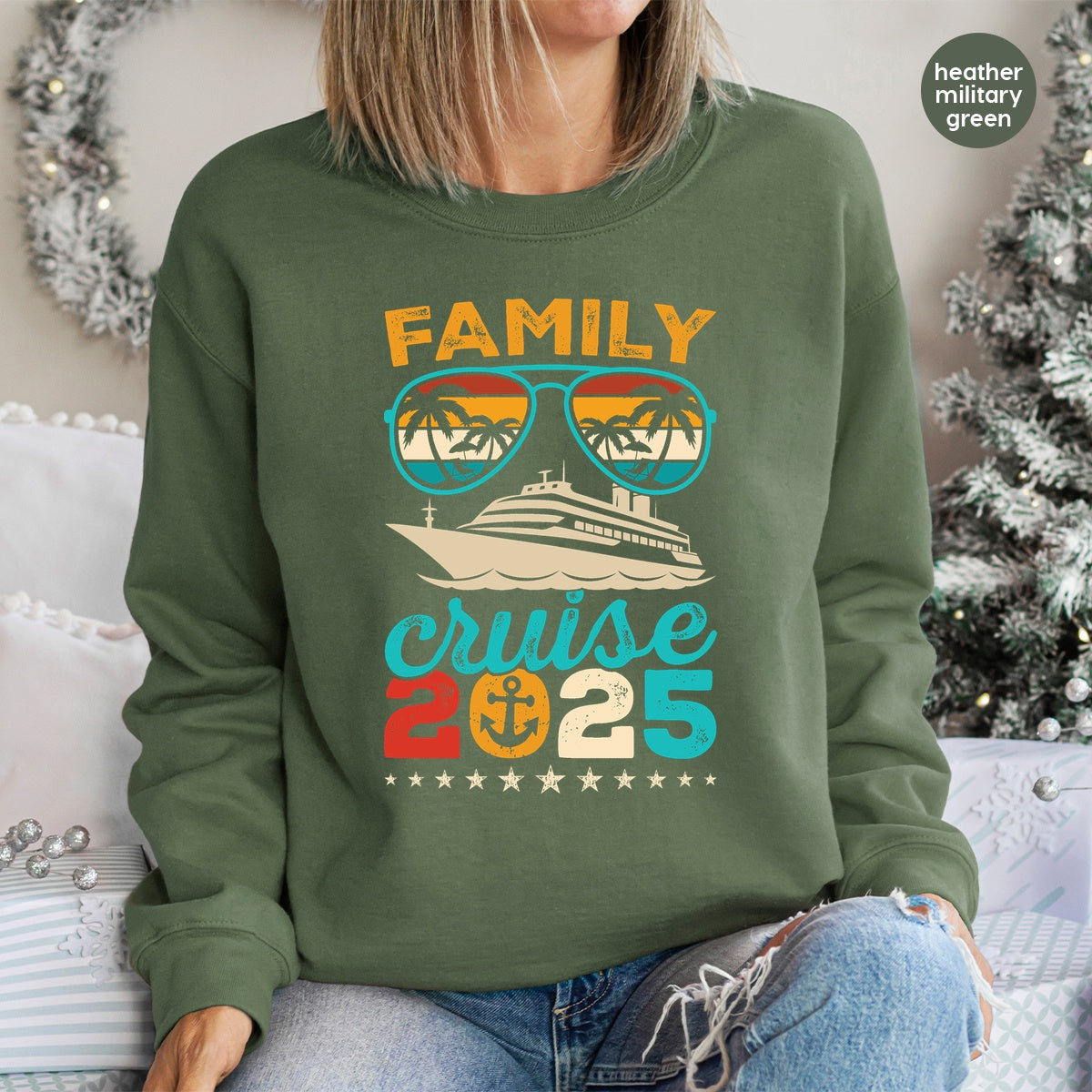 Iron-On Family Cruise Getaway 2025 Retro Vintage DTF Transfer for Fun Vacation T-shirts & Apparel, Ready to Press