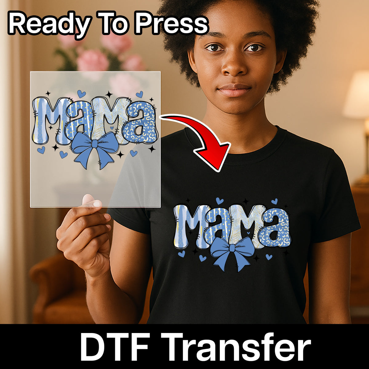 Mama DTF Transfer Cute Boho Animal Print Ready To Press Stylish Mother's Day Iron-On Apparel Gift