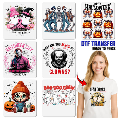 Funny Horror Movie Halloween DTF Transfer Ready To Press Iron-On for Gothic Retro Apparel & Halloween Enthusiasts