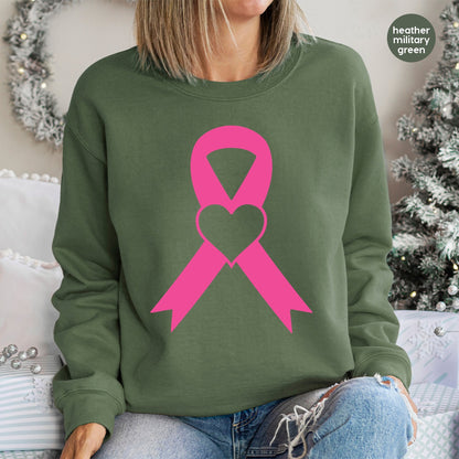 Breast Cancer Awareness Pink Ribbon DTF Transfer Heart Symbol Shirt for Survivors & Supporters