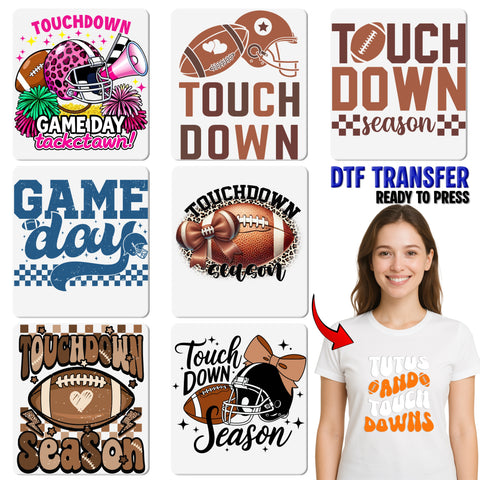 Retro Football Celebration DTF Transfer, Touchdown Party Shirt for Tailgate & Sports Fans, Ready To Press Iron-On Apparel