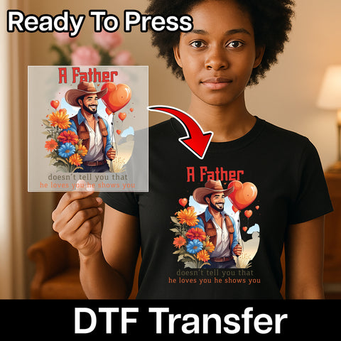 Cute Father's Day DTF Transfer, Ready to Press Iron-On for Dad's T-shirt, Heart Balloons, Rustic Retro Design, Wholesome Family Gift