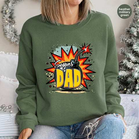 Super Dad Comic Bomb Ready To Press dtf transfer Iron-On for Father's Day, funny retro dad design for t-shirts & sweatshirts gifts from kids