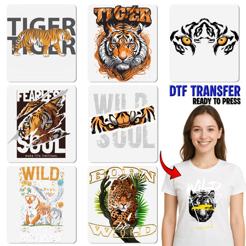 Iron-On Motivational Tiger DTF Transfer for Fitness Teams Apparel, Ready to Press Inspirational Animal Print, Sports Lover Shirt