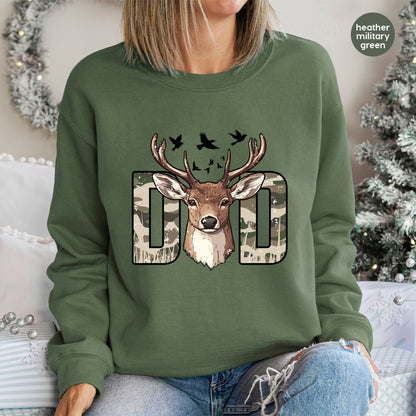 Camouflage Deer Dad DTF Transfer Ready to Press Father's Day Nature Wildlife T-shirt Iron-On Gift