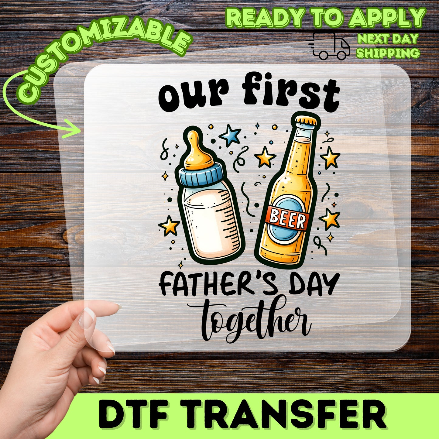 Funny Retro Pop Art Beer & Baby Bottle DTF Transfer for Baby Shower Party Humor Apparel Ready To Press