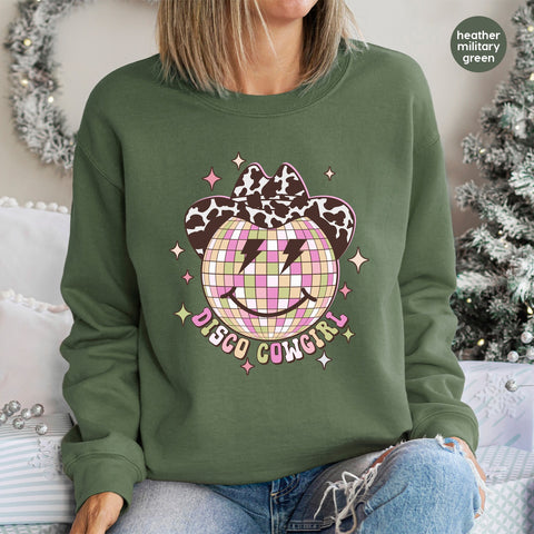 Disco Cowgirl DTF Transfer Cute Iron-On for Bachelorette Party & Festival Outfits, Ready To Press Western Theme Apparel