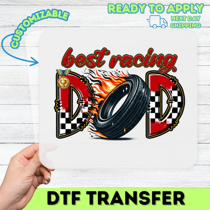 Best Racing Dad Iron-On DTF Transfer for Father's Day Shirt, Ready To Press Car Enthusiast Apparel, Funny Motorsport DTF Gift