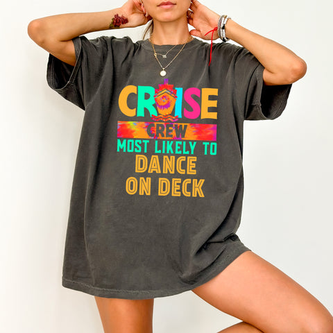 Funny Cruise Crew DTF Transfer for Party Shirts, Cute Retro Vacation Design, Ready To Press for Group Tees