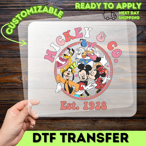 Nostalgic Cartoon DTF Transfer Shirt for Families - Mickey & Co. Vintage Ready to Press for Disney Enthusiasts