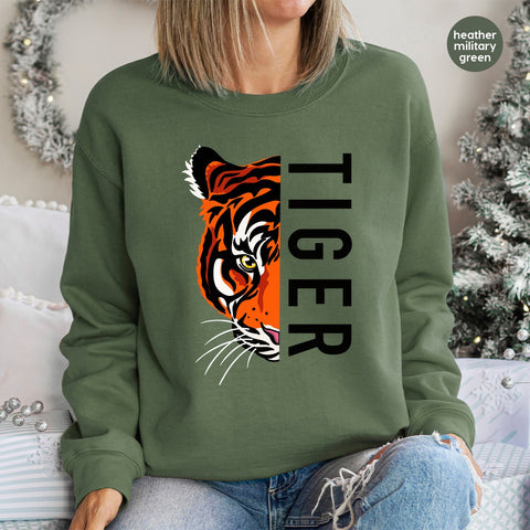 Bold Tiger Face DTF Transfer for Wildlife Lovers, Ready to Press Jungle Theme Shirt, Iron-On Big Cat Apparel