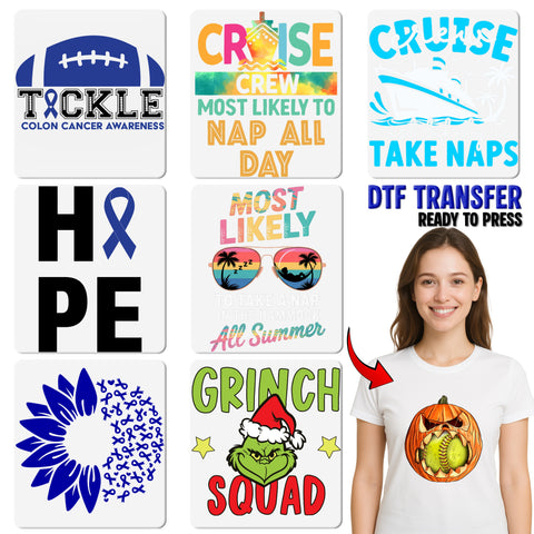 Funny DTF Transfer Christmas Group Apparel Santa & Christmas Characters Ready To Press Iron-On Holiday Humor T-Shirt for Parties
