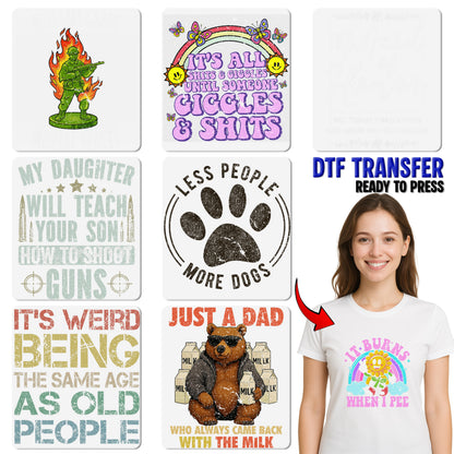 Funny Birthday Humor DTF Transfer for Unisex Apparel - I'm Too Old for This Shit Sarcastic Design Ready to Press Gift