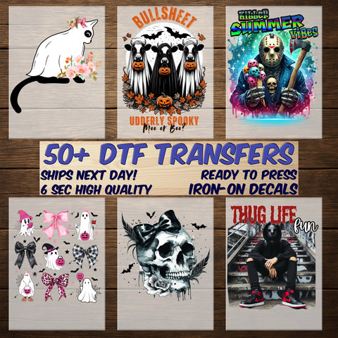 Cute & Whimsical Halloween Ghost Characters with Mickey Ears DTF Transfer for Family Shirts