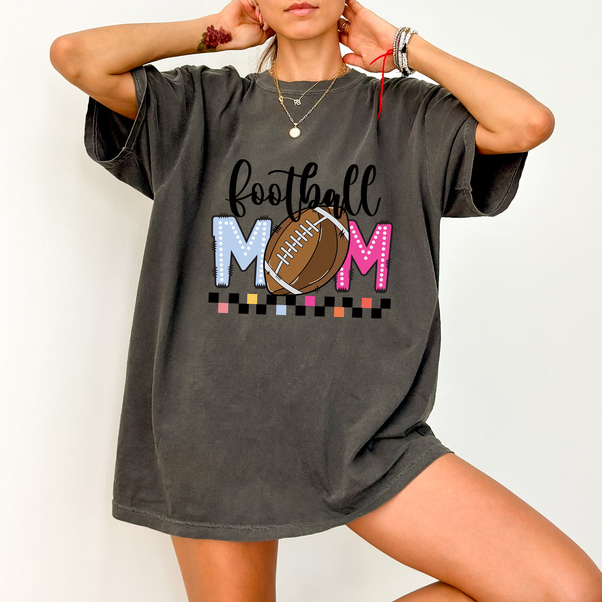 Cute Football MOM DTF Transfer for Game Day Apparel, Ready To Press Iron-On for Football Moms, Sporty Shirt for Tailgate Parties
