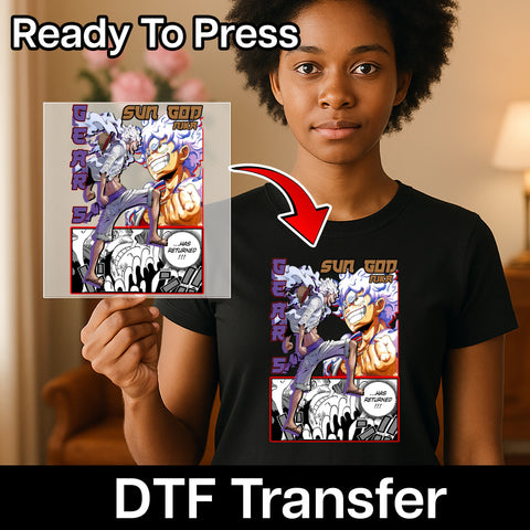 Anime Transformation Dynamic DTF Transfer for Cosplay Apparel - Bold & Vibrant Anime Fan Art Ready to Press for Shirts