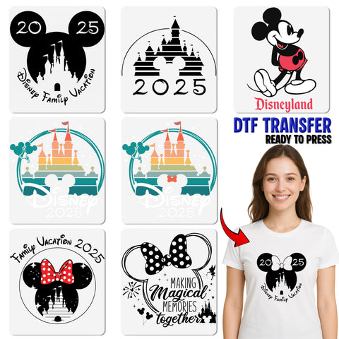 Cute Cartoon Character Polka Dot Bow DTF Transfer - Ready to Press Iron-On for Family Outings, Theme Park Apparel
