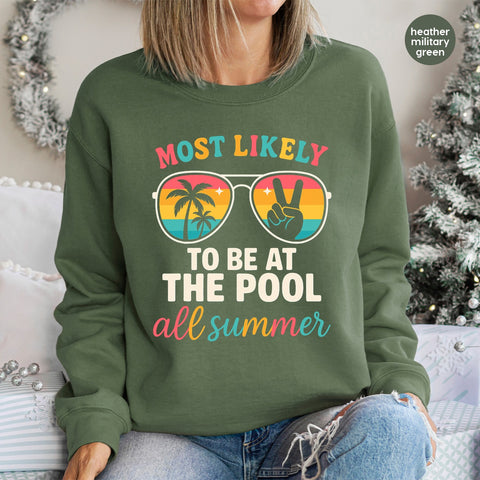 Retro Boho Summer Vibes DTF Transfer - Cute Poolside & Vacation Iron-On Design for T-shirts or Sweatshirts