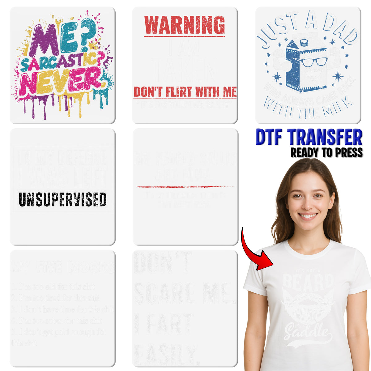 Gothic Humor Halloween Iron-On DTF Transfer for T-shirt Chillin' with Inner Demons Ready to Press Dark Humor Apparel