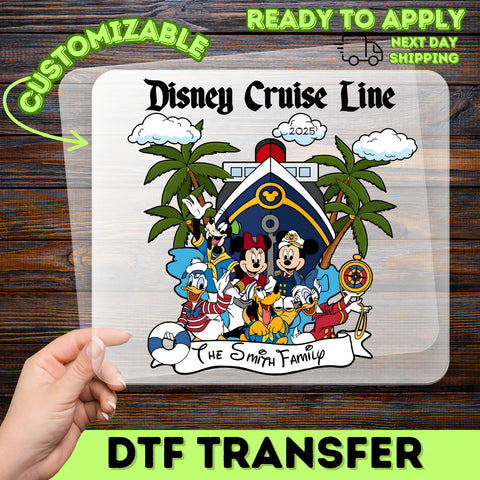 Family Cruise Adventure Cute Nautical DTF Transfer Iron-On Ready To Press Shirt Sweatshirt Customizable Tropical Vacation Apparel
