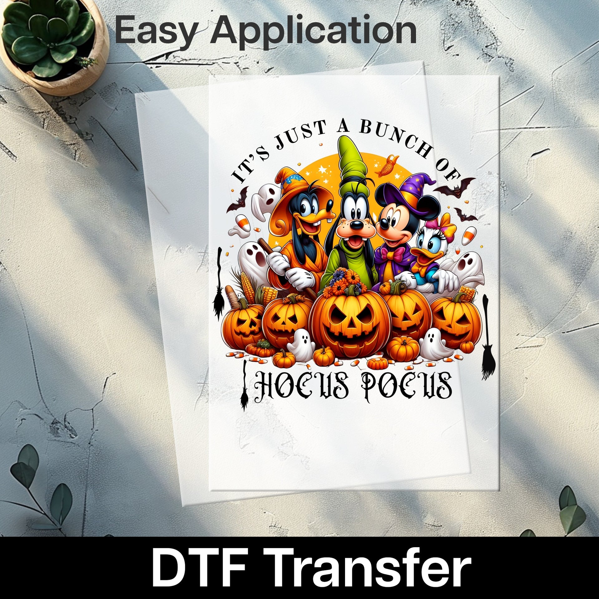 Cute Halloween DTF Transfer for Kids & Family | Whimsical Cartoon Pumpkin & Ghost Iron-On Ready To Press Apparel