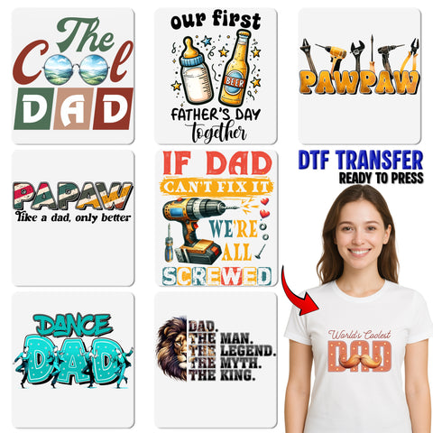 Reel Cool Dad Patriotic DTF Transfer for Father's Day Shirt, Ready to Press Fishing Humor, Perfect for Patriotic Apparel Gifts