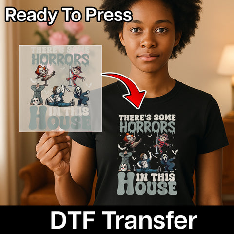 Funny Halloween Horror Character DTF Transfer Shirt - Ready to Press Iron-On Cartoon Tee for Halloween Enthusiasts & Parties