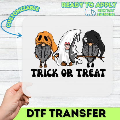 Cute Halloween Gnomes DTF Transfer, Funny Pumpkin Ghost Grim Reaper Iron-On, Ready To Press T-Shirt Design for Families