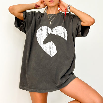Rustic Equestrian Love Horse Head Silhouette DTF Transfer, Perfect Iron-On for Equestrian Apparel & Farmhouse Gifts