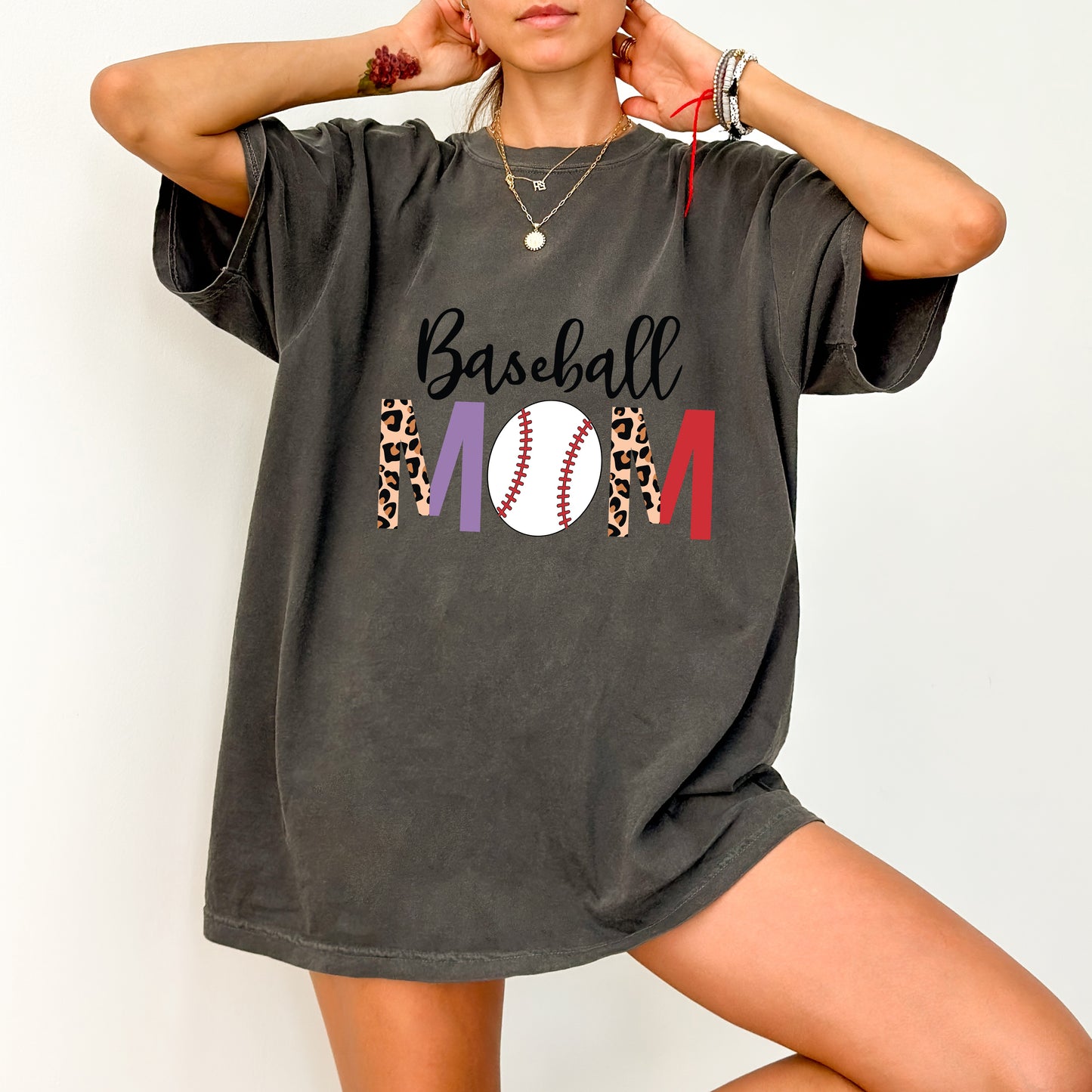 Leopard Baseball MOM DTF Transfer for Cute Sports Mom Shirt - Ready To Press Iron-On Apparel Gift for Mothers Day