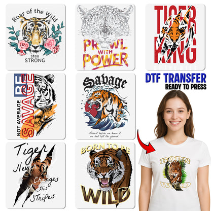Funny Tiger Coffee DTF Transfer for Apparel, Quirky Animal Humor Ready To Press Iron-On, Perfect for T-Shirts, Coffee Lovers Gift