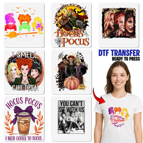 Funny Halloween Hocus Pocus Ready To Press DTF Transfer for Shirts & Hoodies - Witchy Cat Design for Halloween Enthusiasts