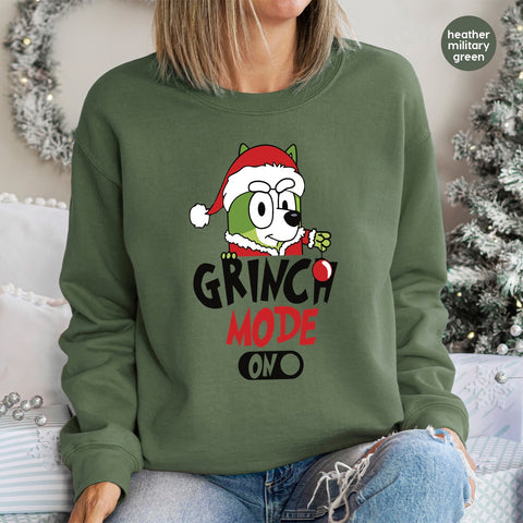 Grinch Mode ON Funny Christmas DTF Transfer for T-Shirts & Sweatshirts Iron-On Ready To Press Humorous Holiday Apparel