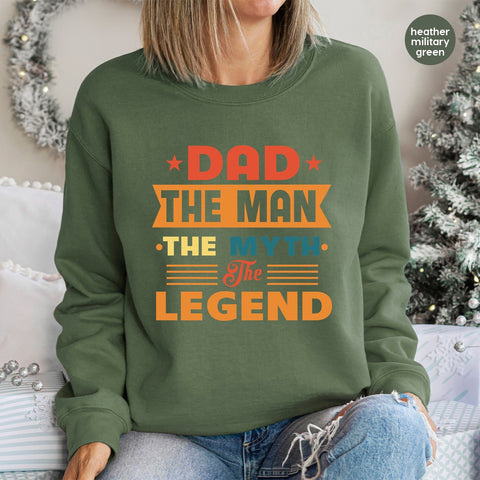 Father's Day DTF Transfer | Funny Dad, The Man The Myth The Legend, Retro Iron-On Apparel for Family, Bold Typography Shirt