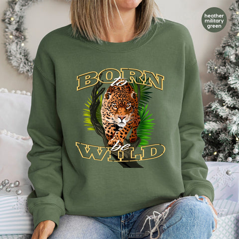 Bold Leopard 'Born to be Wild' DTF Transfer - Adventures & Nature Enthusiast Shirt Custom Iron-On Ready To Press Apparel