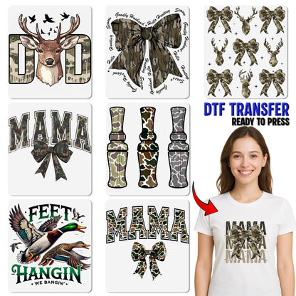 Camo Swan Silhouette Ready To Press DTF Transfer for Nature Enthusiast Apparel Hunting Outdoor Theme T-Shirt
