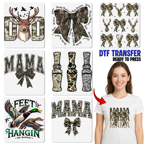 Camo Swan Silhouette Ready To Press DTF Transfer for Nature Enthusiast Apparel Hunting Outdoor Theme T-Shirt
