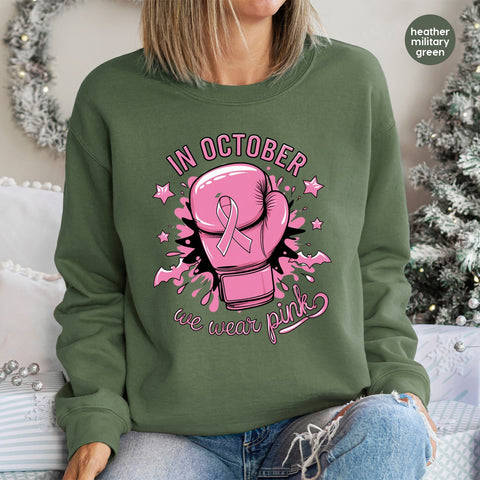 Empowering Pink Boxing Glove Breast Cancer Awareness DTF Transfer T-shirt Iron-On for October Support