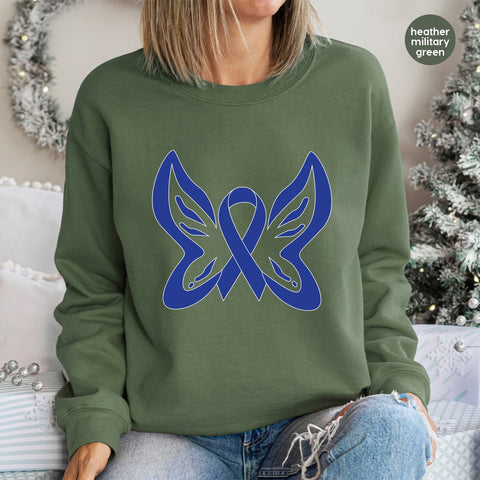 Blue Awareness Ribbon Butterfly Ready To Press DTF Transfer for Cause Support T-shirt Apparel Unity & Support Design