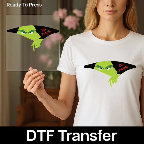 Funny Grinch Christmas DTF Transfer Iron-On Sarcastic Introvert Holiday Apparel for Group Festive Shirts