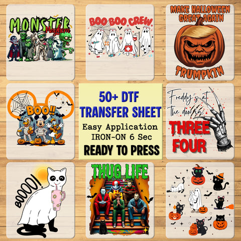 Cute & Whimsical Halloween Ghost Characters with Mickey Ears DTF Transfer for Family Shirts