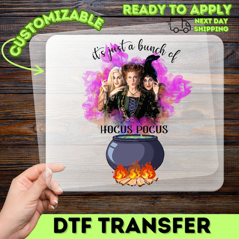 Iron-On Halloween Witch DTF Transfer for Funny Hocus Pocus Shirt, Ready to Press Retro Spooky Apparel for Movie Night Fans & Groups