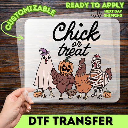 Cute Farm Animals Halloween DTF Transfer Ready To Press Chickens Costume T-Shirt for Family Apparel & Party