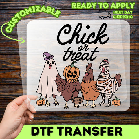 Cute Farm Animals Halloween DTF Transfer Ready To Press Chickens Costume T-Shirt for Family Apparel & Party